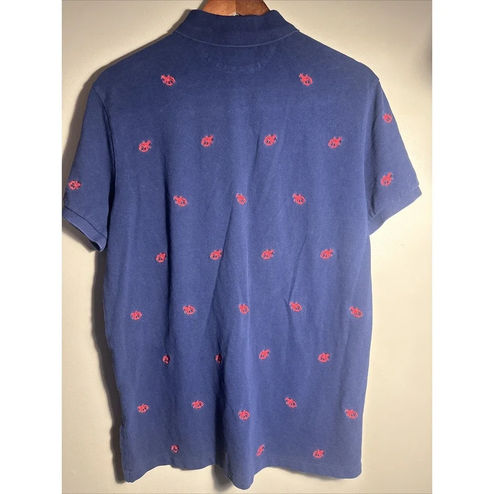 Vintage Ralph Lauren Polo Shirt Mens Large Navy Blue Red Lobsters Embroidered
